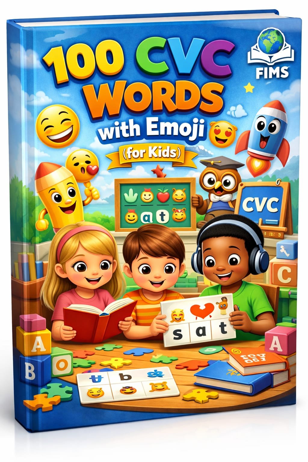 100 CVC WORDS with Emoji for Kids